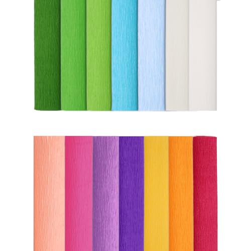 14 Farben Krepppapier 25x250cm krepppapier Bunt Zum Bunt Bänder Crepe Paper Schultüten-Ummantelung und Dekorative Party Streamer Blume DIY Kits für Weihnachten, Papierhandwerk -Bunt von FYOJAIC