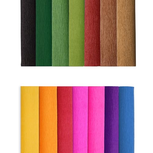 14 Farben Krepppapier 25x250cm krepppapier Bunt Zum Bunt Bänder Crepe Paper Schultüten-Ummantelung und Dekorative Party Streamer Blume DIY Kits für Weihnachten, Papierhandwerk -Leuchtend sortiert von FYOJAIC