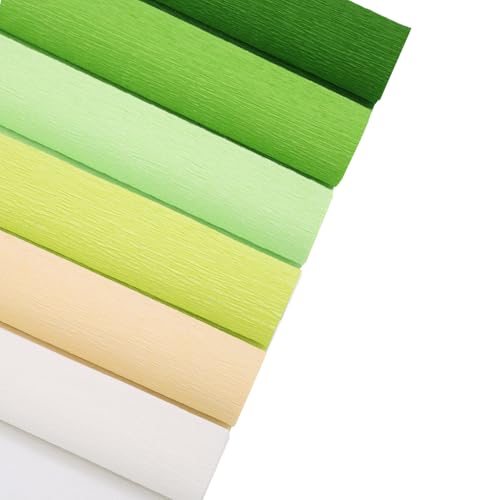 6 Farben Krepppapier 25x250cm krepppapier Bunt Zum Bunt Bänder Crepe Paper Schultüten-Ummantelung und Dekorative Party Streamer Blume DIY Kits für Papierhandwerkv- Grün von FYOJAIC