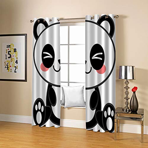 FYRHLH Schiebevorhänge Tier & Panda Vorhang Blickdicht Schlafzimmer Kinderzimmer Verdunkelungsvorhang Thermo Vorhänge Ösenvorhang 2 Stücke Größe:B234 x H138cm von FYRHLH