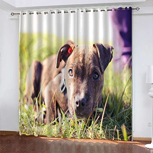 FYRHLH Schiebevorhänge Tiere & Hunde Vorhang Blickdicht Schlafzimmer Kinderzimmer Verdunkelungsvorhang Thermo Vorhänge Ösenvorhang 2 Stücke Größe:B150 x H166cm von FYRHLH