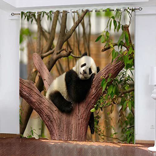 FYRHLH Schiebevorhänge Tiere & Pandas Vorhang Blickdicht Schlafzimmer Kinderzimmer Verdunkelungsvorhang Thermo Vorhänge Ösenvorhang 2 Stücke Größe:B336 x H229cm von FYRHLH