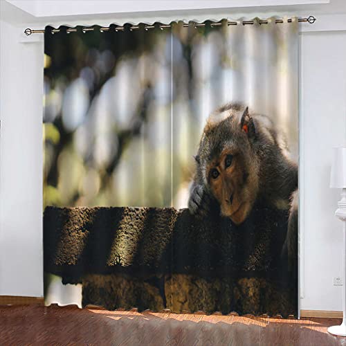 FYRHLH Verdunkelungsvorhänge Tiere & Affen Gardinen Fenster Verdunkelungsvorhang Lichtundurchlässige UV Schutz für Schlafzimmer Geräusch Größe:B336 x H229cm von FYRHLH