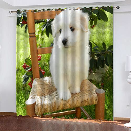 FYRHLH Verdunkelungsvorhänge Tiere & Hunde Gardinen Fenster Verdunkelungsvorhang Lichtundurchlässige UV Schutz für Schlafzimmer Geräusch Größe:B150 x H166cm von FYRHLH