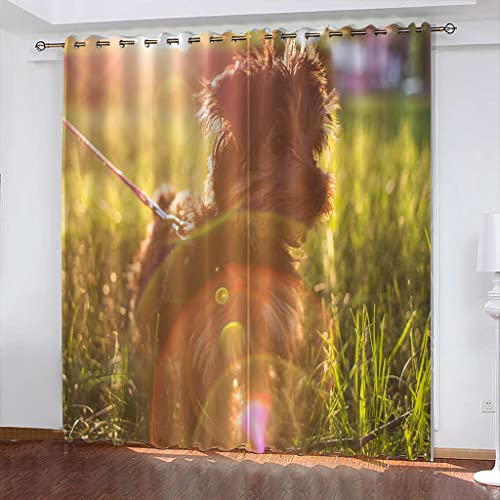 FYRHLH Verdunkelungsvorhänge Tiere & Hunde Gardinen Fenster Verdunkelungsvorhang Lichtundurchlässige UV Schutz für Schlafzimmer Geräusch Größe:B150 x H166cm von FYRHLH