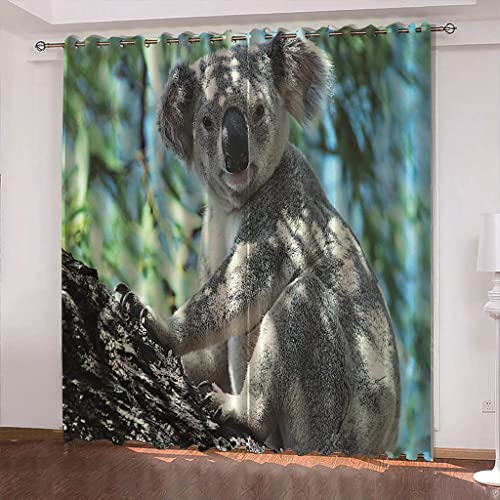 FYRHLH Verdunkelungsvorhänge Tiere & Koalas Gardinen Fenster Verdunkelungsvorhang Lichtundurchlässige UV Schutz für Schlafzimmer Geräusch Größe:B150 x H166cm von FYRHLH