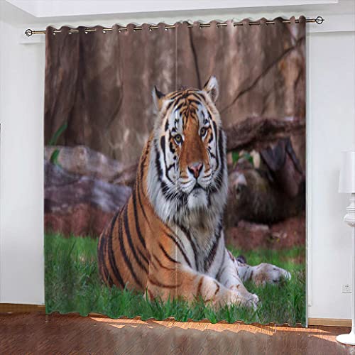 FYRHLH Vorhänge Tiere & Tiger Verdunkelungsvorhänge Wohnzimmer Thermo Gardinen Blickdicht Kinder Schlafzimmer Dekoschals Gardine 2er Set Größe:B150 x H166cm von FYRHLH