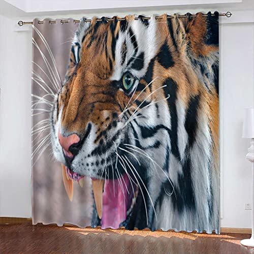 FYRHLH Vorhänge Tiere & Tiger Verdunkelungsvorhänge Wohnzimmer Thermo Gardinen Blickdicht Kinder Schlafzimmer Dekoschals Gardine 2er Set Größe:B280 x H245cm von FYRHLH