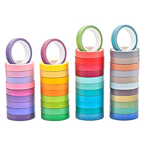 FYSL 40 Rollen Washi Tape Set, Klebeband Bunt Masking Tape Dekorative Klebeband bunte Regenbogen-Klebebänder für Deko und Basteln von FYSL