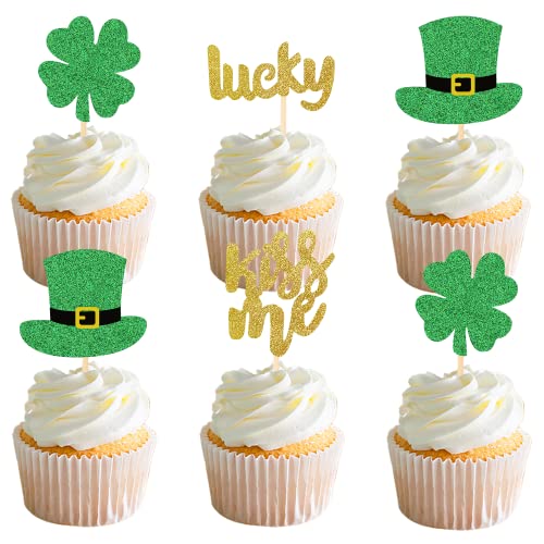 Glitter St Patricks Day Cupcake Toppers,Shamrock Cupcake Toppers Leaf Cupcake Topper,St Patricks Cupcake Toppers for St Patricks Day Cupcake Decorations St Patrick's Day Party Decorations von FYSSHUO