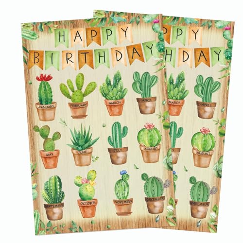 FYSUIMU 2 Stück Happy Birthday Chart Poster Grüner Kaktus Geburtstag Chart Kalender für Sommer Pinnwand Kreidetafel Wanddekoration, 28,9 x 41,9 cm FYSUIMU 2 Stück Happy Birthday Chart Poster Grüner Kaktus Geburtstag Chart Kalender für Sommer Pinnwand Kreidetafel Wanddekoration, 28,9 x 41,9 cm von FYSUIMU