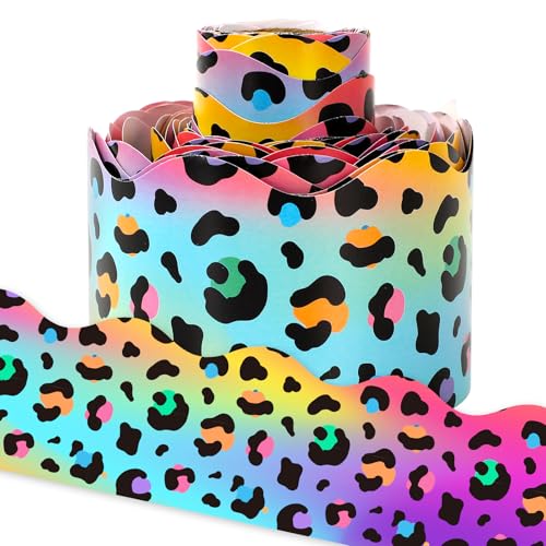 FYSUIMU Pinnwand mit Leopardenmuster, schillernd, neonfarben, gestanzt, Bordüre, Rolle für Klassenzimmer, Kreidetafel, Wanddekoration, 100 m FYSUIMU Pinnwand mit Leopardenmuster, schillernd, neonfarben, gestanzt, Bordüre, Rolle für Klassenzimmer, Kreidetafel, Wanddekoration, 100 m von FYSUIMU