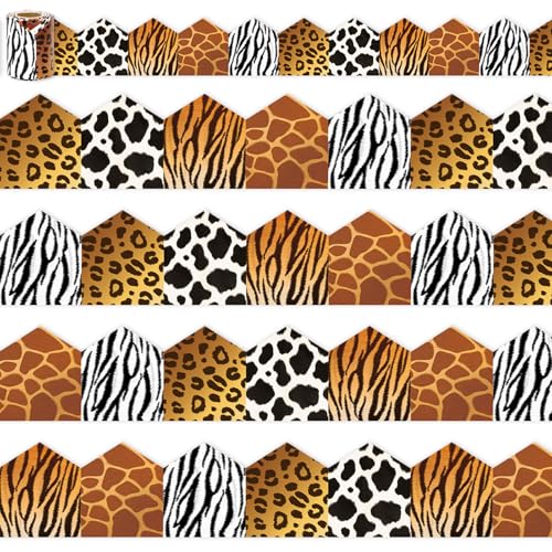 FYSUIMU Safari-Tier-Pinnwand, Bordüre, 100 cm, Braun, Schwarz, Weiß, Tierdruck, gestanzt, Bordüre, Rolle für Klassenzimmer, Kreidetafel, Wanddekoration FYSUIMU Safari-Tier-Pinnwand, Bordüre, 100 cm, Braun, Schwarz, Weiß, Tierdruck, gestanzt, Bordüre, Rolle für Klassenzimmer, Kreidetafel, Wanddekoration von FYSUIMU