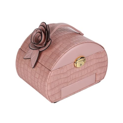 FYSXCXS Schmuckkästchen Mehrschichtige Schmuck-Aufbewahrungsbox Mit Großem Fassungsvermögen Und Schlossschnalle, Staubdichte Schmuckschatulle, Schmuck-Aufbewahrungsbox Geschenkbox(Pink) von FYSXCXS