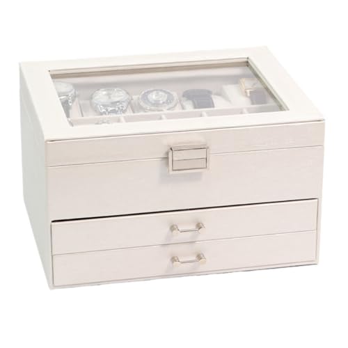 FYSXCXS Schmuckkästchen Schmuckschatulle Mit Fenster, Schmuckschatulle Im Europäischen Stil, Leichte Luxus-Schmuckschatulle, Aufbewahrungsbox, Schmuck-Aufbewahrungsbox Geschenkbox(White) von FYSXCXS