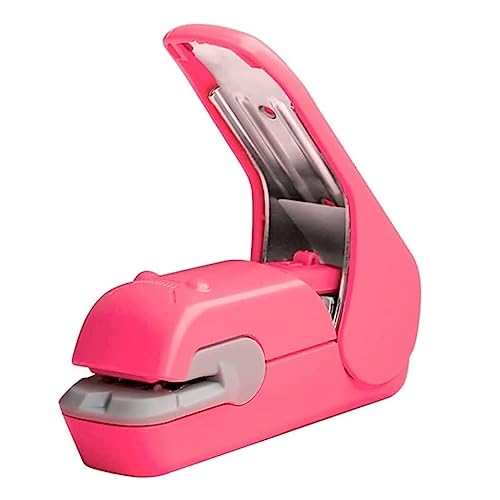 Hefter Tragbare Nagelfreie Schreibtischhefter, Arbeitssparender Nadelfreier Mini-Hefter, Kreativer Cartoon-Studenten-Bürobedarf Desktop-Hefter(Pink) von FYSXCXS