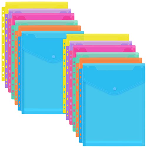 FYY Dokumententasche A4 3D Dokumentenmappen A4 Transparent Druckknopf zum Abheften,A4 Sammelmappen für Dokumente Organisieren Binderlöcher Etikettentasche (12 - Farbe-（Tagloser Beutel）) von FYY
