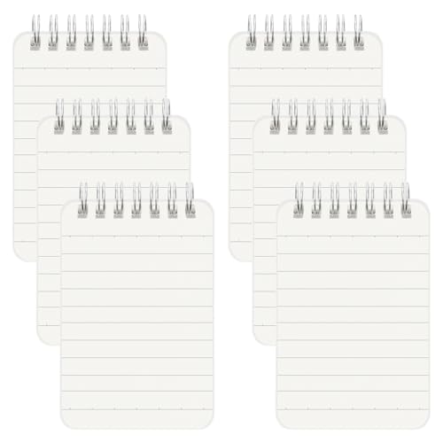 FYY Taschennotizbuch,6-Pack Transparent Hardcover Kleines Notizbuch Mini Spiral Notizblock mit Lineal Lined Note Pads Memo Pads für Büro,Schule,Zuhause von FYY