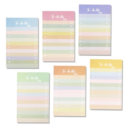 FYY To Do Liste, 6 Packung von Haftnotizen Gefüttert Selbstklebende Notizen Daily List Notizblock für Zuhause Schule Büro,10x15cm,50 Blätter/Packung von FYY