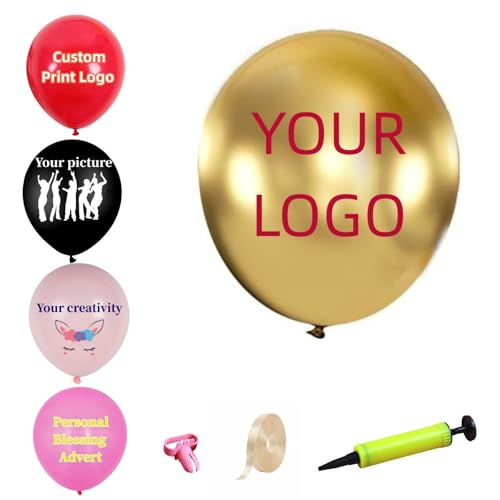 500 Stück Benutzerdefinierte Bedrucken Ballons Personalisiertes Design 12 Zoll Gummiballons Ihr Eigener Luftballon Custom Print Werbedruck Logo für Geburtstag Hochzeit Unternehmen Feier von FYZHGF