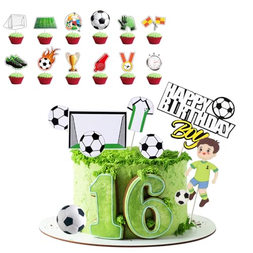 FYting 19 Stück Tortendeko Fussball,FußBall Tortendeko,Tortendeko Junge,Perfekt Zum Dekorieren Von Kuchen, Cupcakes, Desserts, Brot, FußBallpartys, Veranstaltungen, Geburtstagsfeiern von FYting