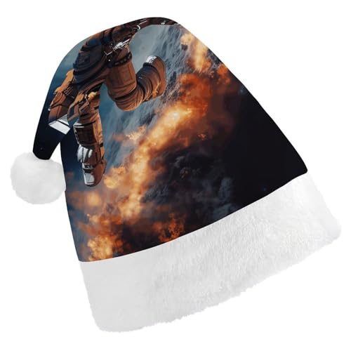 FZMTLDS Weihnachtsmütze, Astronaut, fliegt im Weltraum, Weihnachtsmannmütze, Erwachsene, Weihnachtsmütze, Weihnachtsmütze für Weihnachtsfeier von FZMTLDS