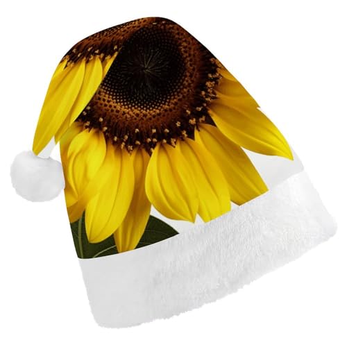 FZMTLDS Weihnachtsmütze, Blume, Sonnenblume, Weihnachtsmannmütze, Erwachsene, Weihnachtsmütze, Weihnachtsmütze für Weihnachtsfeier von FZMTLDS