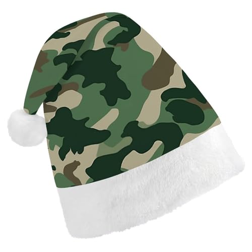 FZMTLDS Weihnachtsmütze, Camouflage, Grün, Weihnachtsmannmütze, Erwachsene, Weihnachtsmannmütze für Weihnachtsfeier von FZMTLDS