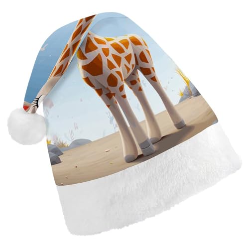 FZMTLDS Weihnachtsmütze, Cartoons, Giraffe, Weihnachtsmannmütze, Erwachsene, Weihnachtsmütze, Weihnachtsmütze für Weihnachtsfeier von FZMTLDS