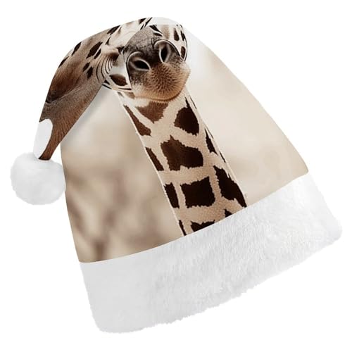 FZMTLDS Weihnachtsmütze, Giraffe, Weihnachtsmannmütze, Erwachsene, Weihnachtsmütze, Weihnachtsmütze für Weihnachtsfeier von FZMTLDS