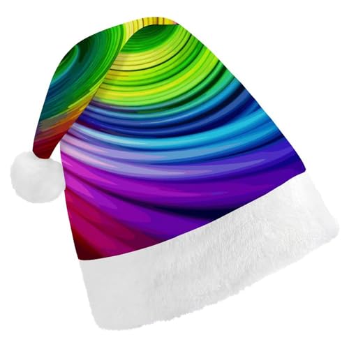 FZMTLDS Weihnachtsmütze, Regenbogen-Spirale, Weihnachtsmannmütze, Erwachsene, Weihnachtsmütze, Weihnachtsmannmütze für Weihnachtsfeier von FZMTLDS