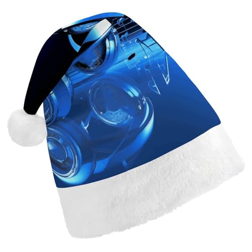 FZMTLDS Weihnachtsmütze, blaue Musik, Weihnachtsmannmütze, Erwachsene, Weihnachtsmütze, Weihnachtsmütze für Weihnachtsfeier von FZMTLDS