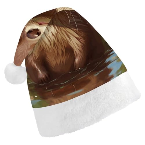 FZMTLDS Weihnachtsmütze, niedlicher Otter-Hut, Weihnachtsmannmütze, Erwachsene, Weihnachtsmütze, Weihnachtsmannmütze für Weihnachtsfeier von FZMTLDS