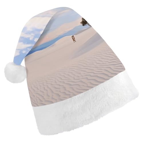 FZMTLDS Weihnachtsmütze, romantische weiße Sandlandschaft, Weihnachtsmannmütze, Erwachsene, Weihnachtsmütze, Weihnachtsmannmütze für Weihnachtsfeier von FZMTLDS