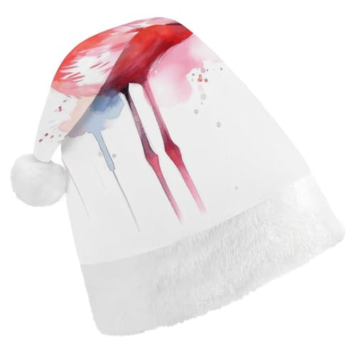 FZMTLDS Weihnachtsmütze Flamingo Aquarell Weihnachtsmann Hüte Erwachsene Weihnachten Party Hut Weihnachten Weihnachtsmann Hut für Weihnachtsparty von FZMTLDS