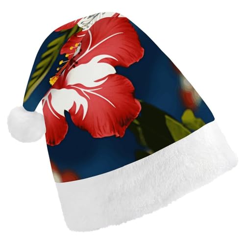 FZMTLDS Weihnachtsmütze Hawaii Blume Weihnachtsmann Hüte Erwachsene Weihnachten Party Hut Weihnachten Weihnachtsmann Hut für Weihnachtsparty von FZMTLDS