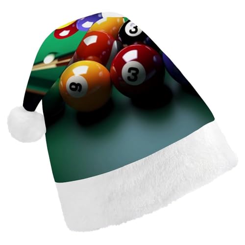 FZMVSQH Nikolausmütze für Erwachsene, Billard, bedruckt, Weihnachtsmannmütze, Weihnachtsmütze für Erwachsene, dicker Komfort, klassische Weihnachtsmannmütze für Weihnachten, Neujahr, festliche von FZMVSQH