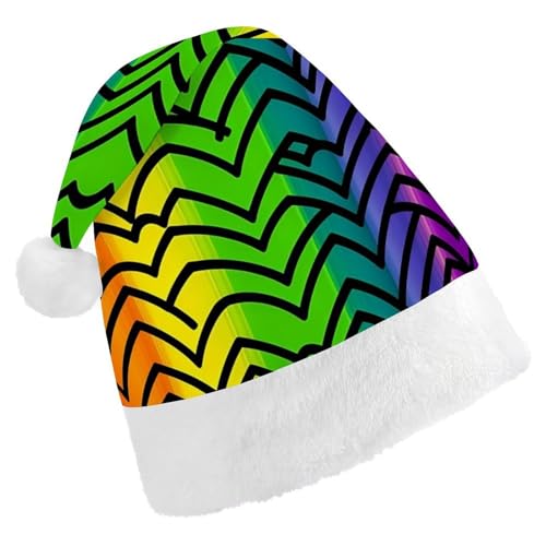 FZMVSQH Weihnachtsmütze für Erwachsene, Gay Pride, Regenbogenmuster, bedruckte Weihnachtsmannmütze, Weihnachtsmütze für Erwachsene, dicker Komfort, klassische Weihnachtsmannmütze für Weihnachten für von FZMVSQH