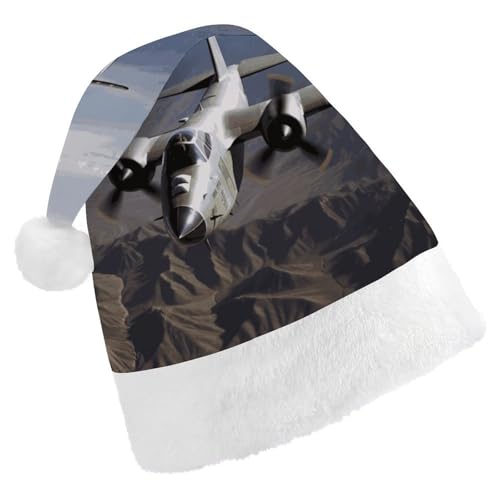 FZMVSQH Weihnachtsmütze für Erwachsene, US-Armee, Flugzeug, bedruckt, Weihnachtsmannmütze, Weihnachtsmütze für Erwachsene, dicker Komfort, klassische Nikolausmütze für Weihnachten, Neujahr, festliche von FZMVSQH