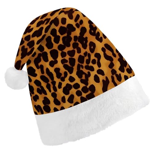 FZMVSQH Weihnachtsmütze für Erwachsene, coole Geparden-Leoparden-bedruckte Weihnachtsmannmütze, Weihnachtsmütze für Erwachsene, dicker Komfort, klassische Weihnachtsmannmütze für Weihnachten, Neujahr, von FZMVSQH