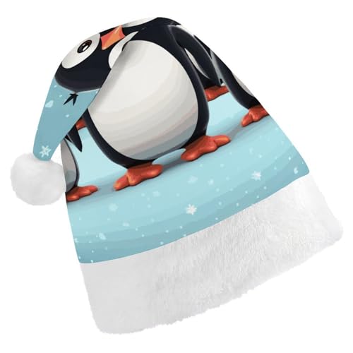 FZMVSQH Weihnachtsmütze für Erwachsene, niedliche Pinguine, bedruckt, Weihnachtsmannmütze, Weihnachtsmütze für Erwachsene, dicker Komfort, klassische Nikolausmütze für Weihnachten, Neujahr, festliche von FZMVSQH