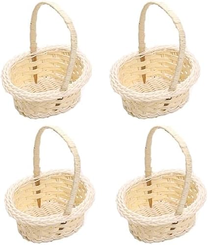 2Pack Rustikaler Blumenmädchen Korb Hochzeit Blumenmädchen Körbe Geflochtene Blumen Handkörbe Handgeflochtener Blumenkorb für Zuhause Hochzeit Party Dekoration (4 Stück.) von FZQBEY