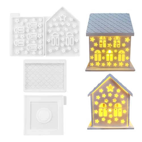 Silikonformen Gießformen Häuser Kerzenhalter, 3D Silikonform Haus Gips Zum Gießen Gießformen Silikon Gießform Haus Giessformen Silikon Gießform Kerzenhalter Silikonform Häuser Silikonform Weihnachten von FZQBEY