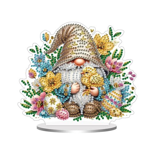 DIY Diamond Painting Zwerg Deko, 5D Diamant Painting Wichtel Tischdeko, Gnome Diamant Malerei Ornamente, Diamant Malerei Kunst Set, Ornamente Geschenke für Zuhause, Büro, Frühling Osterdeko (A) von FZQBEY