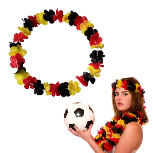 Deutschland Fanartikel Blumenkette, Deutschland Flagge Girlanden, Foto Requisiten Blumenketten, Fußball Party Deko, Europameisterschaft Fanartikel Frauen & Männer,Geburtstag Zubehör Präsent (1 Stück) von FZQBEY