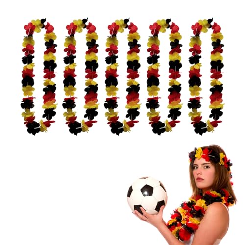 Deutschland Fanartikel Blumenkette, Deutschland Flagge Girlanden, Foto Requisiten Blumenketten, Fußball Party Deko, Europameisterschaft Fanartikel Frauen & Männer,Geburtstag Zubehör Präsent (5 Stück) von FZQBEY