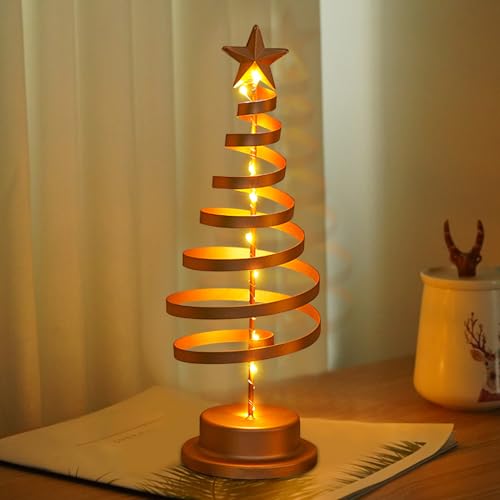 FZQBEY Lichterkette Weihnachtsbaum, Weihnachtsdeko Innen Modern 30 LED Lichter Weihnachtsbaum mit Beleuchtung, Batteriebetrieben Weihnachtsbaum Lichter Spiral Baum Tischlampe für Weihnachten Deko (C) von FZQBEY