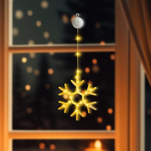 FZQBEY Weihnachten Fenster Lichter, Fensterdeko Weihnachten Beleuchtet, Led Weihnachtsbeleuchtung Innenfenster Dekorationen Mit Saugnäpfe, Batteriebetrieben Lichterkette, für Weihnachtsdeko (D) von FZQBEY