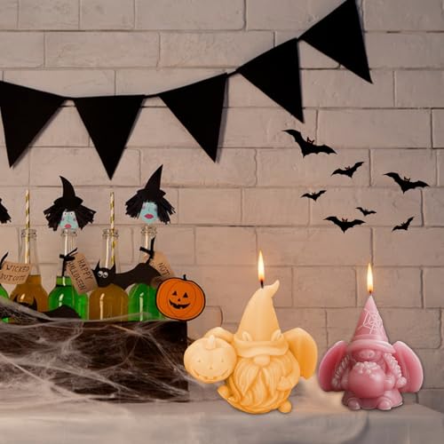 Halloween Zwerg Silikonform, Silikonformen Gießformen Kerzenformen zum Gießen, 3D Wichtel Silikonform Kerzen Halloween Gnom Gießformen Silikon Gießform Weihnachtsmann Giessformen Silikon Kerzenform von FZQBEY