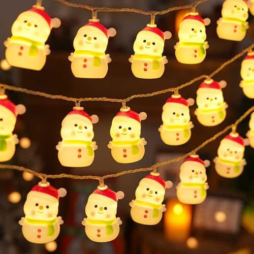 LED Lichterkette Weihnachten, 3M 20LED Weihnachtsschneemann Warmweiß Lichterkette Innen Außen Weihnachtsbeleuchtung, Weihnachtsdeko Innen Außen LED Lichterketten Batteriebetriebene von FZQBEY